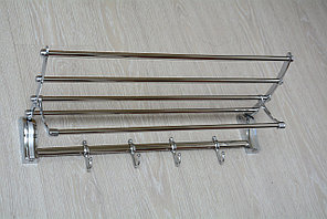 Полка металлическая настенная с крючками, хром А36