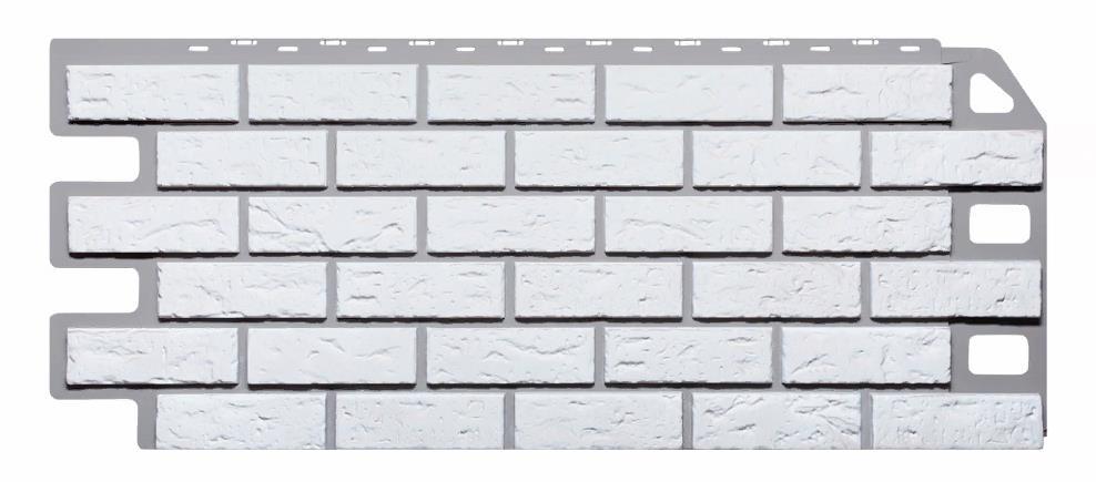 Фасадные панели Мелованный белый 1130x470 мм (0,45 м2) Кирпич FINEBER