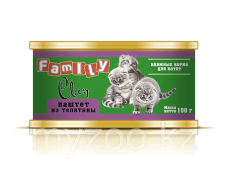 CLAN FAMILY влажный корм для котят паштет из Телятины 100 гр