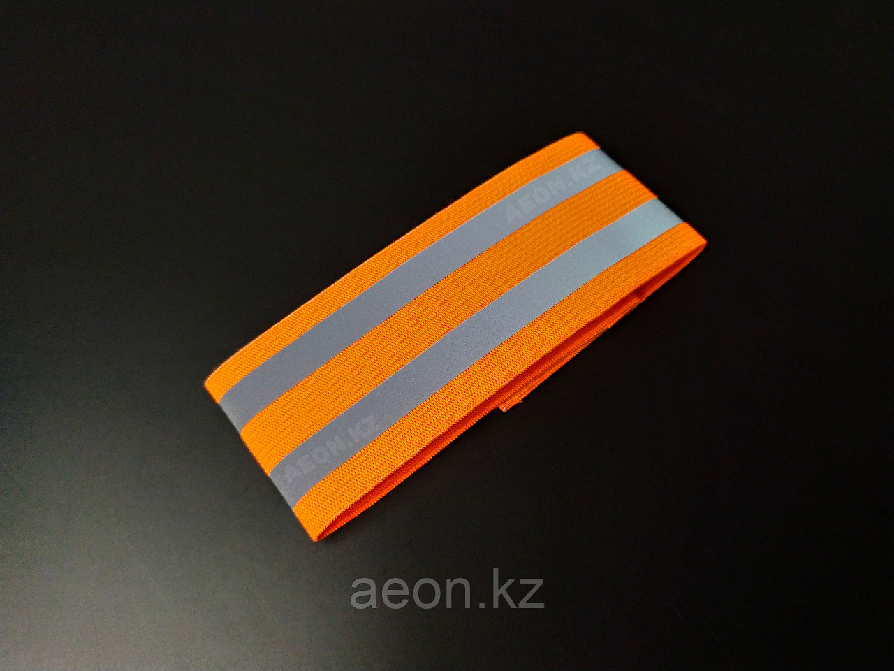 Светоотражающий эластичный браслет оранжевый с двумя полосками - фото 2 - id-p77143912
