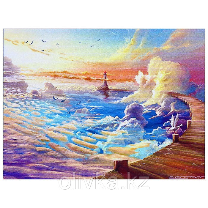 Алмазная мозаика "Облачный маяк" 40 × 30 см, 35 цветов