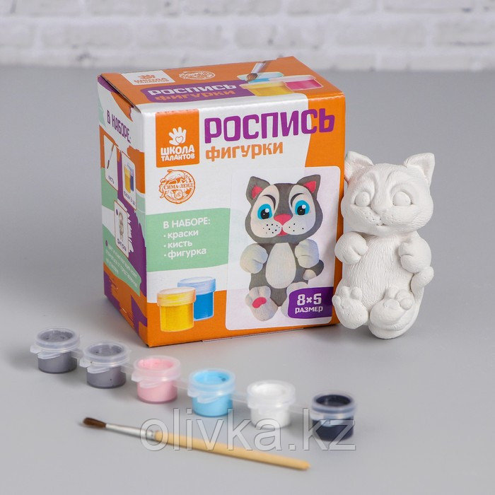 Роспись фигурки "Котик", краски 6 цв