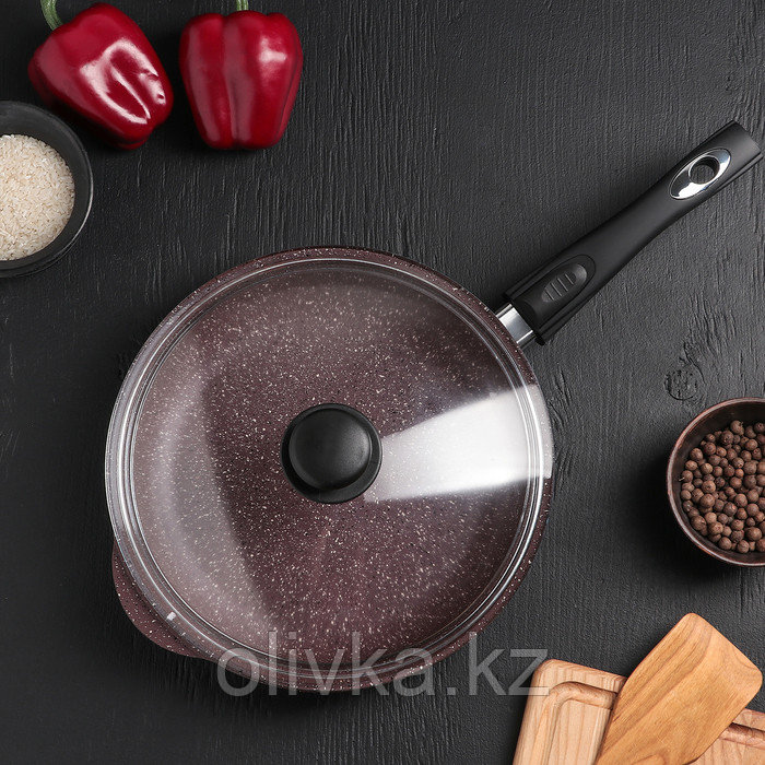 Сковородка «Шоколад», 26×5,5 см, с съёмной ручкой и стеклянной крышкой