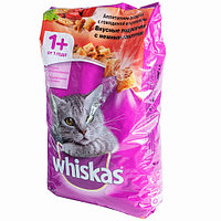 Whiskas1,9кг с курицей и индейкой сухой корм для кошек подушечки с нежным паштетом