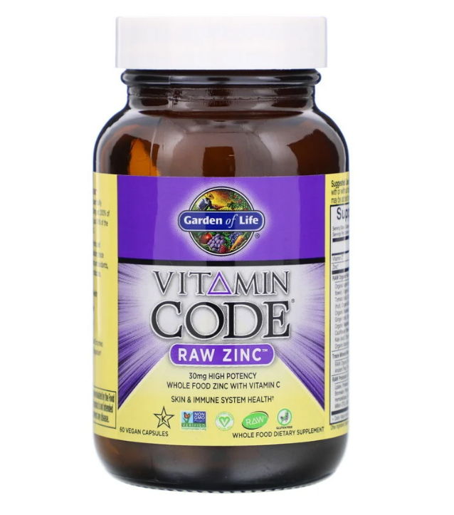 Garden of Life, Vitamin Code, цинк RAW, 60 веганских капсул - фото 6 - id-p77482767