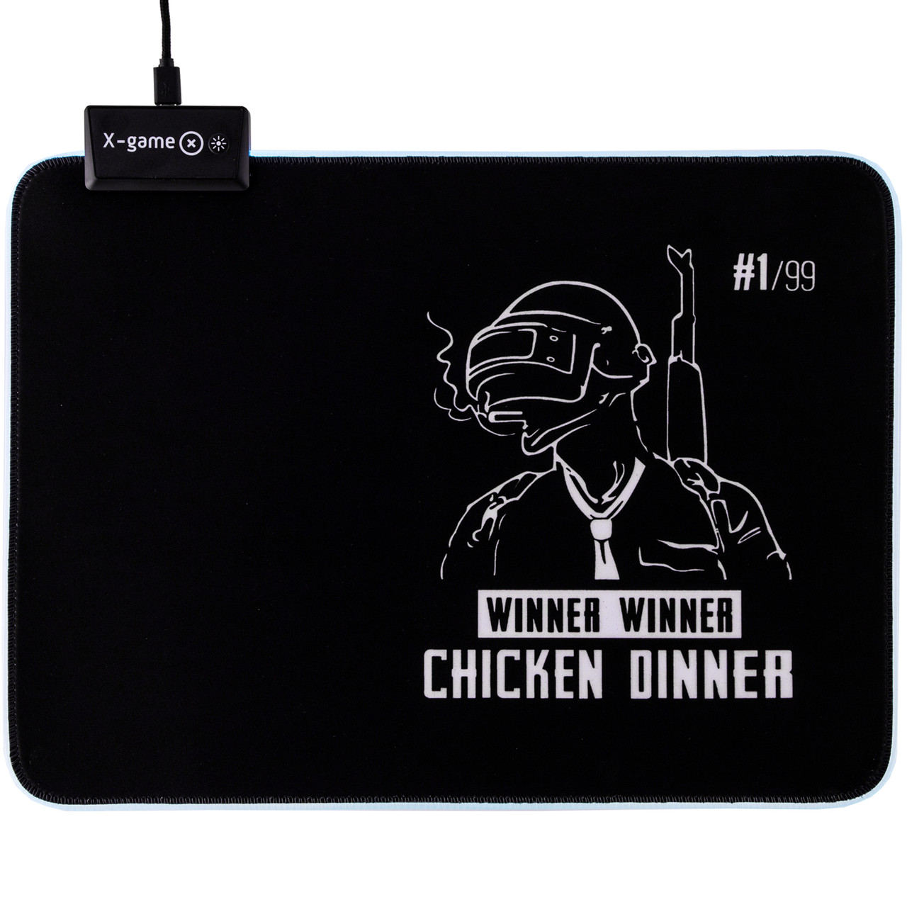 Коврик для компьютерной мыши, X-game, Chicken Dinner (Led), 360 x 260 x 4mm, Резиновая основа, Ткане