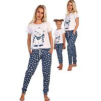 Комплект женский (футболка, брюки) «Матроскин», цвет белый/синий, размер 46