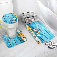 Набор ковриков для ванны и туалета «Морские звёзды», 3 шт: 35×39, 40×50, 45×75 см, фото 1