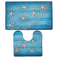 Набор ковриков для ванны и туалета «Морские звёзды», 2 шт: 40×45, 45×75 см, фото 1