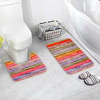 Набор ковриков для ванны и туалета «Цветные деревяшки», 2 шт: 40×45, 45×75 см, фото 1