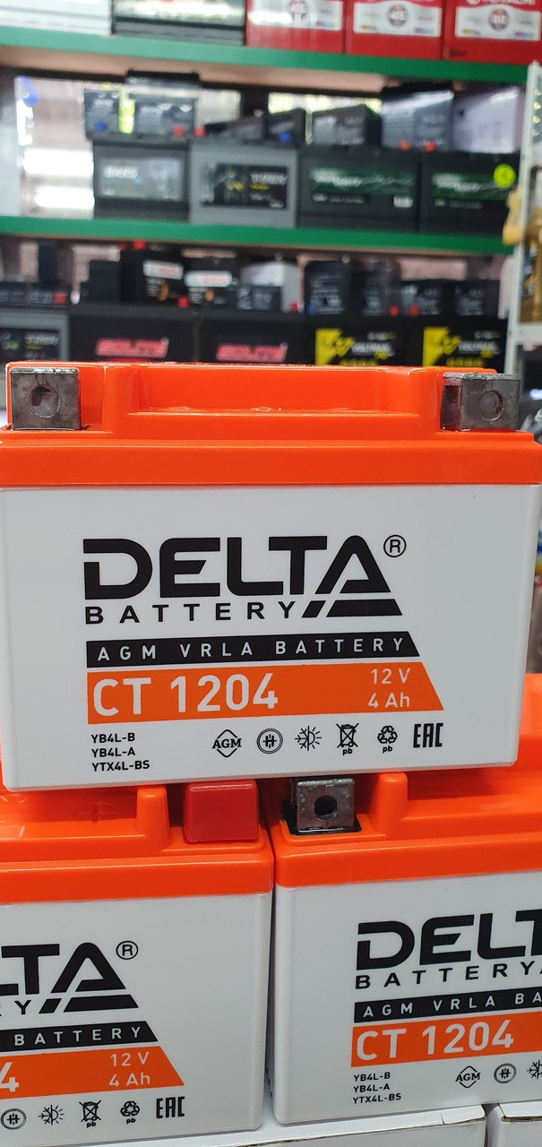 Аккумулятор DELTA CT1204 12v 4Ah YB4L-A, YB4L-B, YTX4L-BS AGM/VRLA battery