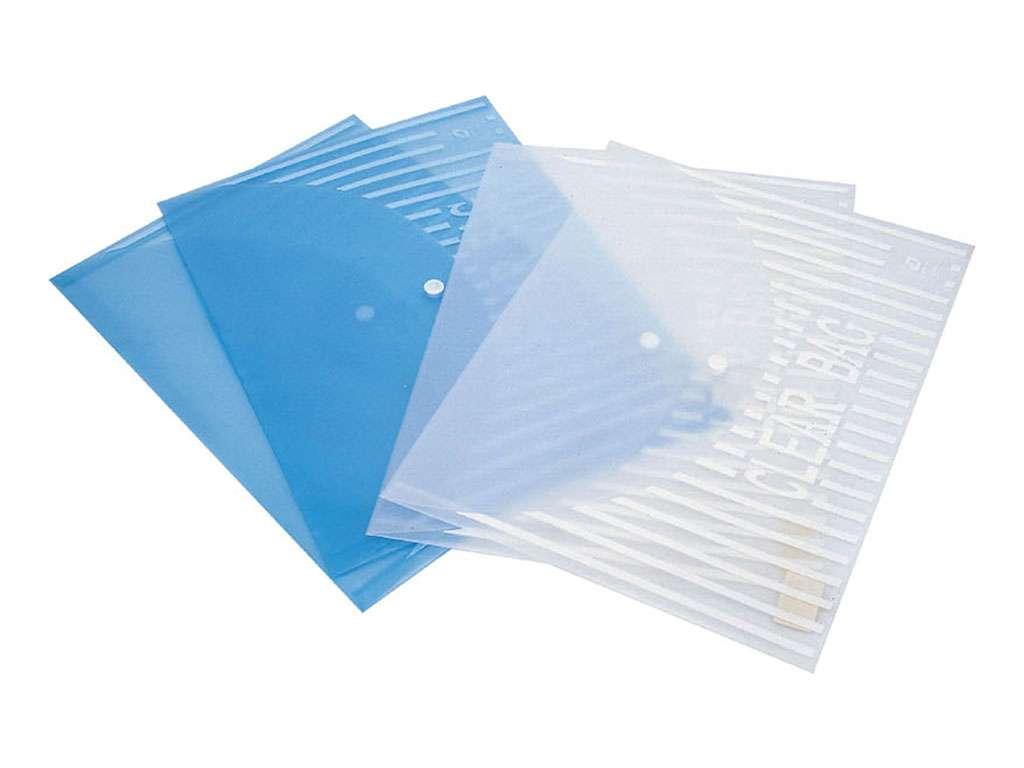 Папка-конверт на кнопке DELI "Clear Bag", А4, 0,18 мм, ассорти