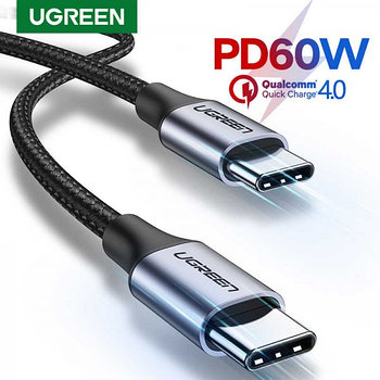 Кабель USB C - USB C, 480Mbps, 3A, QC4.0/PD3.0, 60W, 1m, US286 (50997) UGREEN