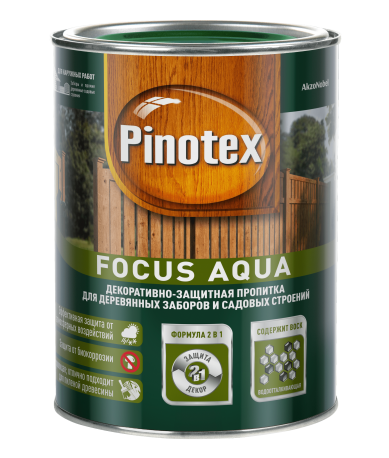 Пропитка Pinotex Focus Aqua для деревянных заборов и садовых строений