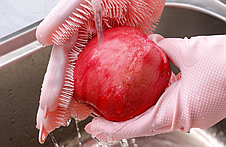 Силиконовые перчатки для мытья посуды, цвет розовый, фото 3