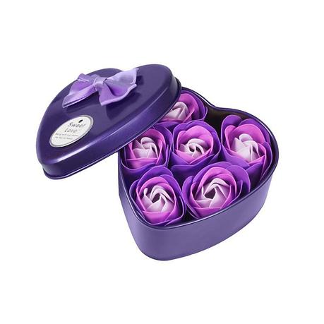 Ароматизированное мыло для ванны Розы с лепестками 6 шт фиолетовый набор, фото 2