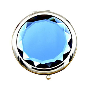 Карманное зеркальце двойное с увеличением, цвет синий, фото 2