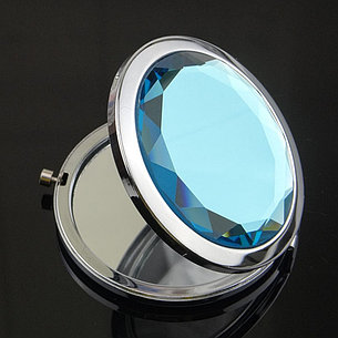 Карманное зеркальце двойное с увеличением, цвет синий, фото 2