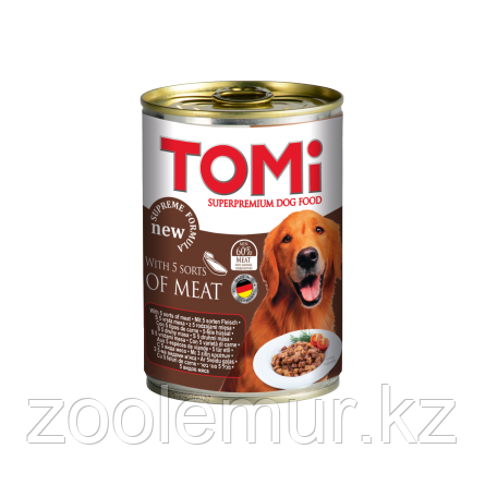 TOMI консервы - для собак  (пять видов мяса) 400 гр.