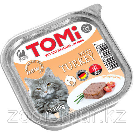 TOMI - для кошек паштет (с индейкой) 100 гр.