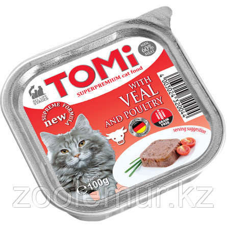 TOMI - для кошек паштет (телятина с птицей) 100 гр.