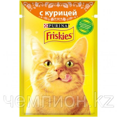 Friskies, Фрискис, влажный корм для кошек, кусочки с курицей, уп.26*пауч.85гр.