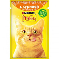 Friskies, Фрискис, влажный корм для кошек, кусочки с курицей, уп.26*пауч.85гр.