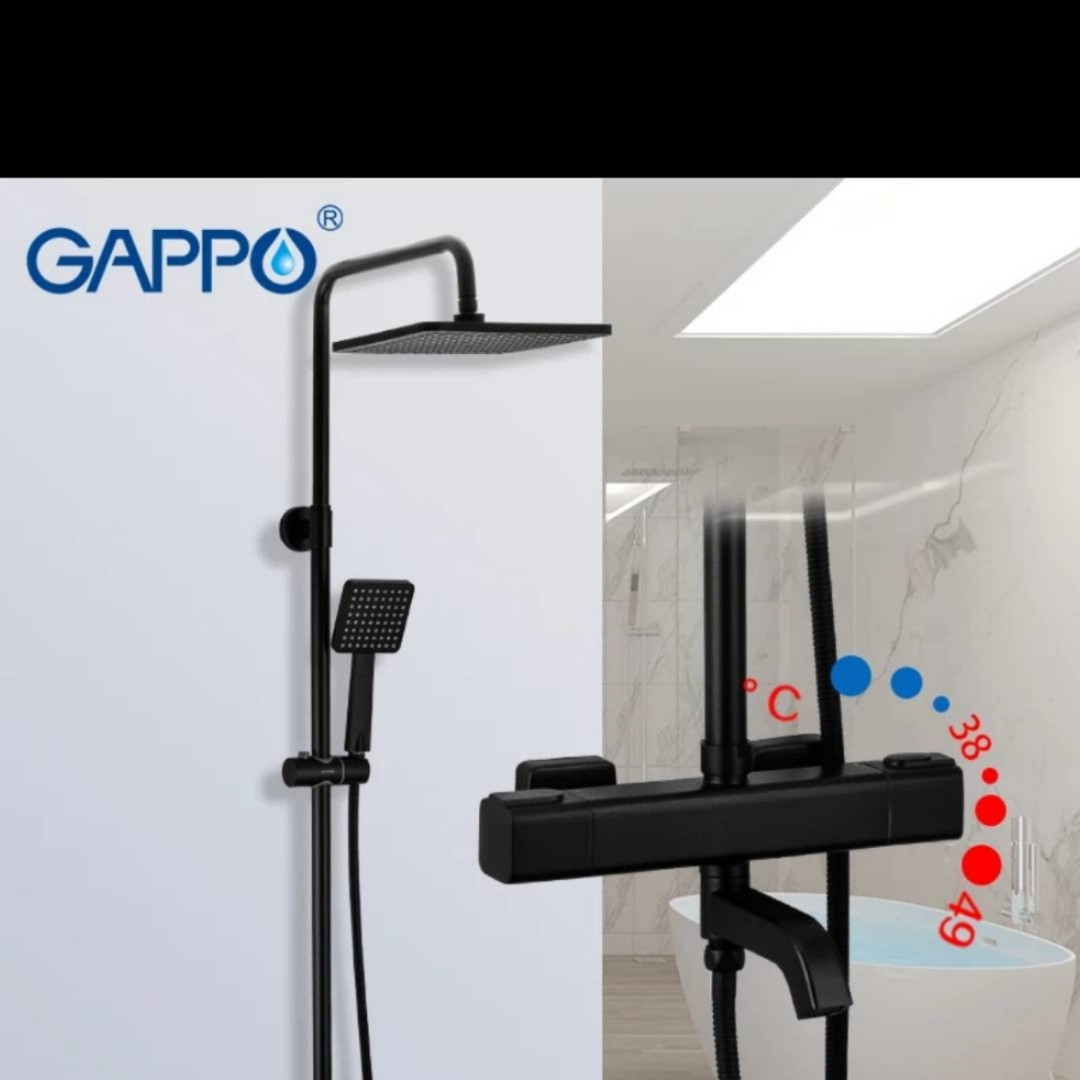 Gappo 2491. Душевая система с термостатом. Цвет чёрный.