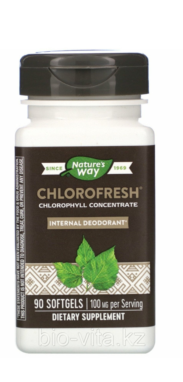 Chlorofresh, концентрированный хлорофилл, 90 капсул. ( Жидкий Хлорофилл в капсулах) 2 капсулы = 100 мг