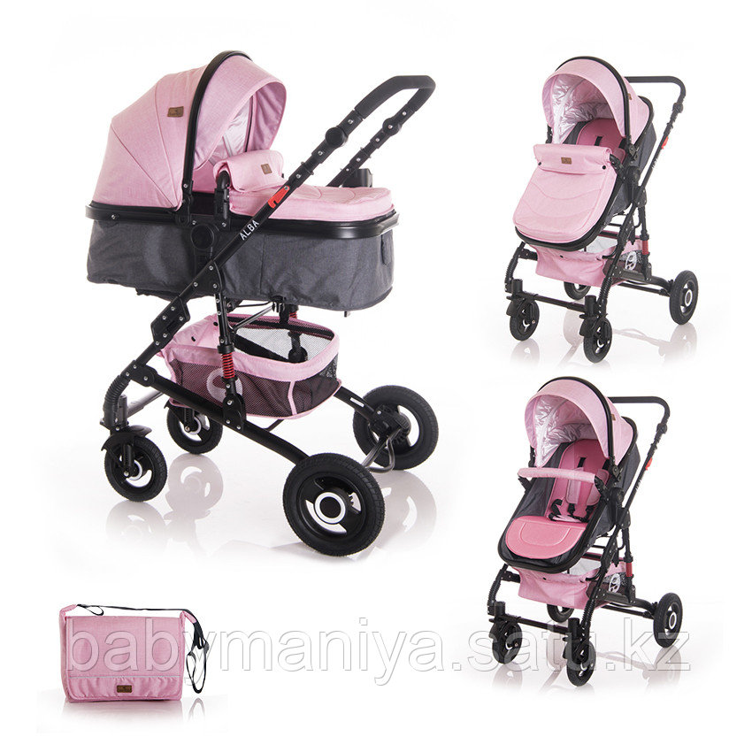 Коляска 2 в 1 Lorelli Alba + Сумка для мамы Розовый / Pink 2092
