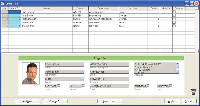 Учет посещаемости FingerTec TCMS V2