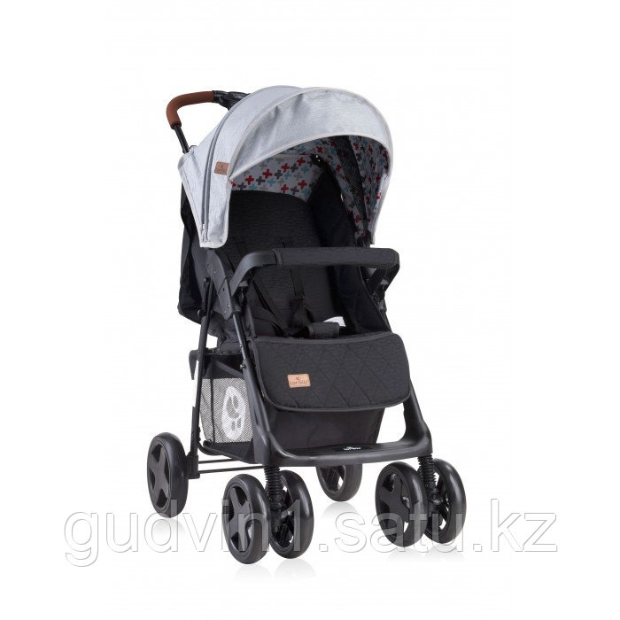 Коляска Lorelli INES + накидка на ножки Серо-черный / Grey&Black CROS 2087