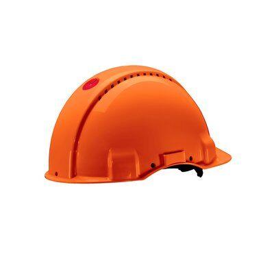 Защитная каска 3M™, Uvicator, трещоточный замок, с вентиляцией, пластиковая налобная лента, оранжевый цвет, G3000NUV-OR, фото 1