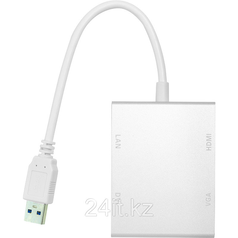 Переходник PowerPlant USB 3.0 - HDMI, DVI, VGA, RJ45 Gigabit Ethernet