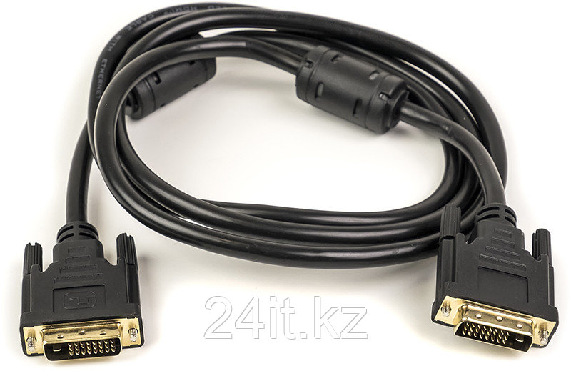 Видео кабель PowerPlant DVI-D 24M-24M, 1.5m, Double ferrites, черный