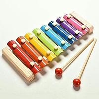 Деревянный ксилофон, металлофон с 8 разноцветными нотами.