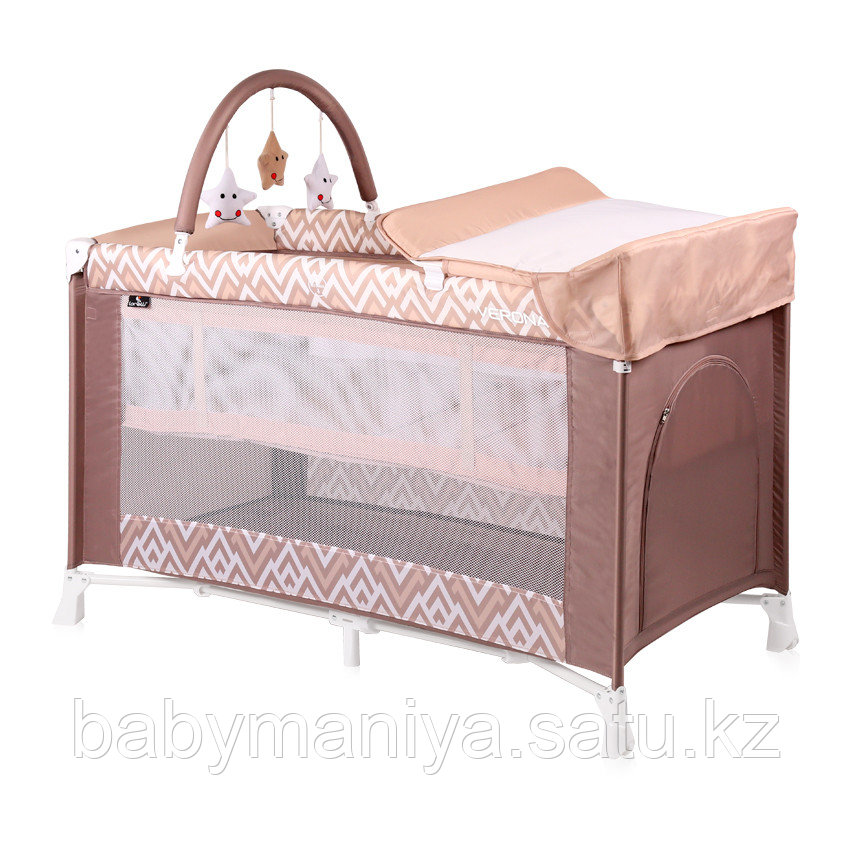 Кровать - манеж Lorelli VERONA 2 Plus Коричнево-бежевый / Brown&Beige Lines 1940