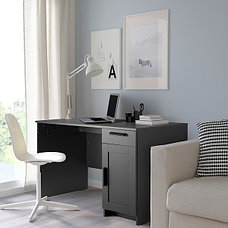 Стол письменный БРИМНЭС черный, 120x65 см IKEA, ИКЕА, фото 2