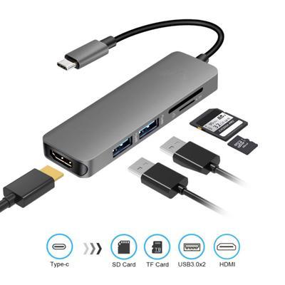 Переходник Type-C to HDMI 5 в 1 (USB 3.0 HDMI TF SD CARD)