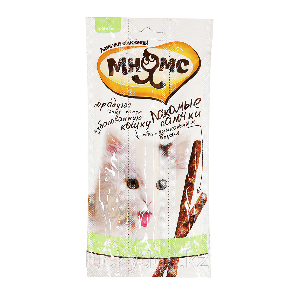 Лакомство для кошек Мнямс Лакомые палочки с Уткой и кроликом Pro Pet Austria Heimtiernahrung 3шт по 5г