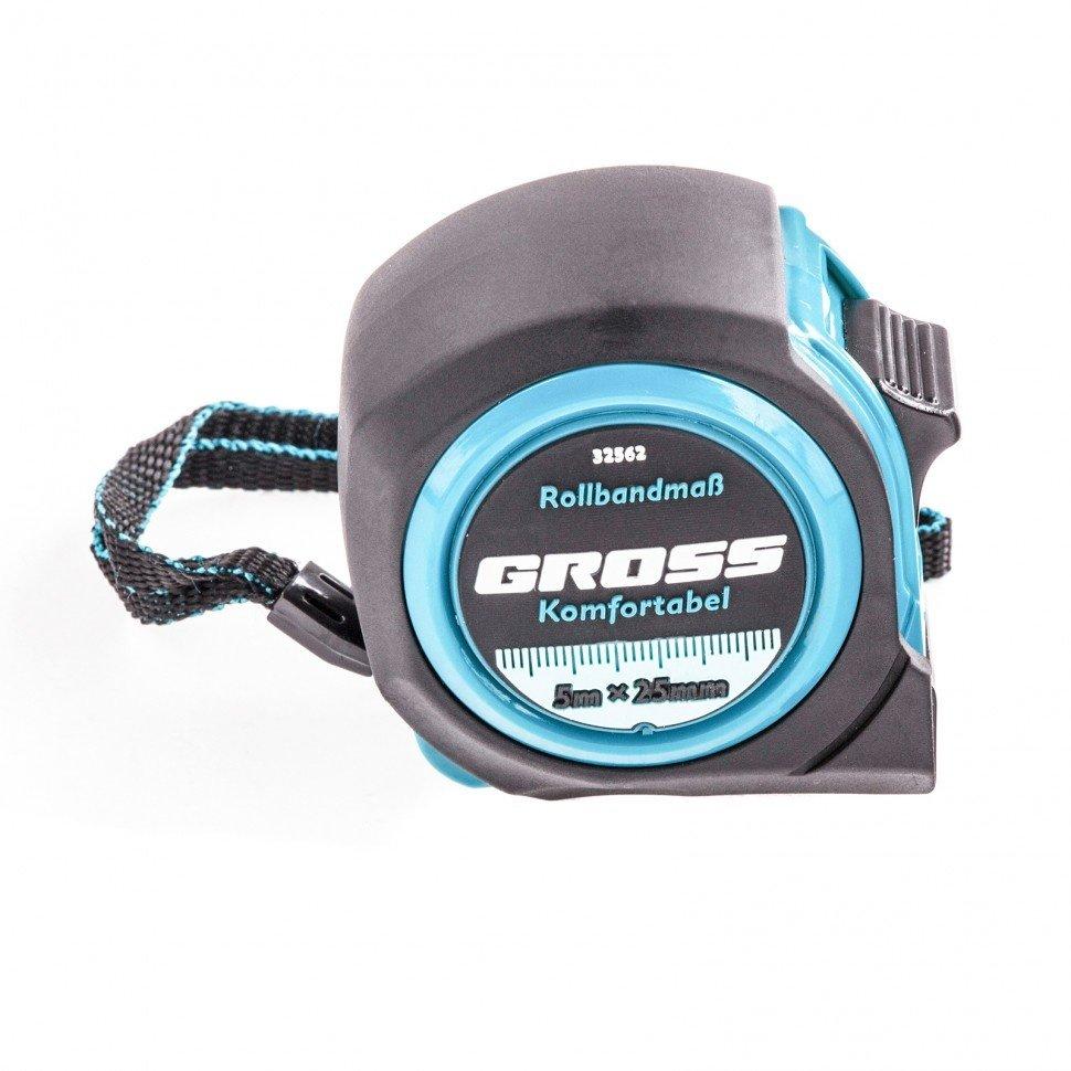 Рулетка Komfortabel 5 х25мм.,обрезиненный корпус GROSS, фото 1