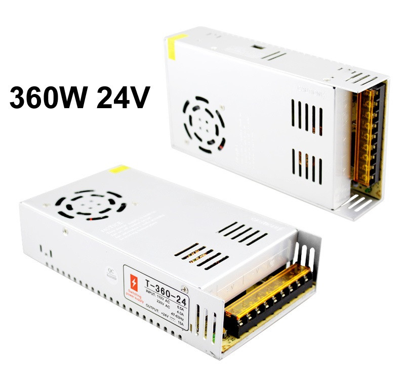 Блок питания 24V 15A 360W, открытый. Трансформатор 220В-24В, 360 Ватт. Блоки питания импульсные 24 вольт.