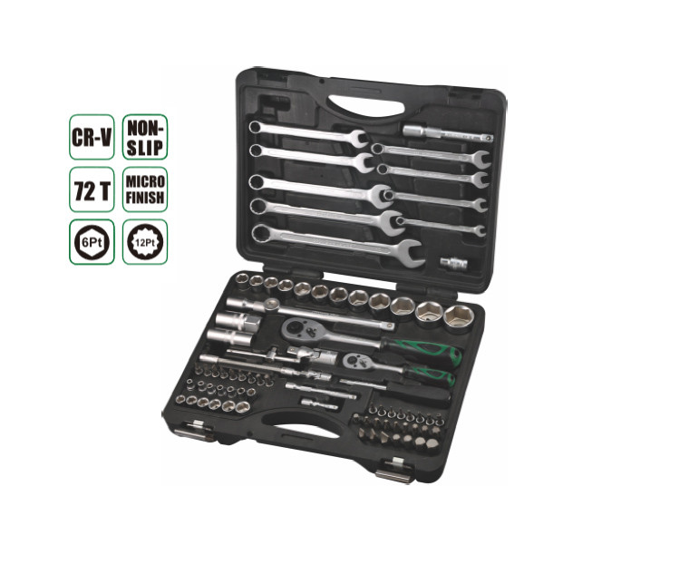 Набор инструментов 1/2",1/4" CrV, пластиковый кейс 82-1 предмета AEROFORCE