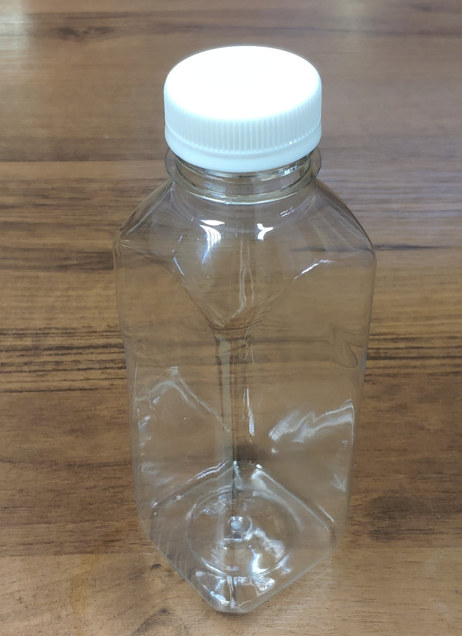 Бутылка 500мл 38мм прозрачная квадратная+крышка(200шт)(ДШВ 60*45*110, 5,8кг)(ВШ 177х60мм) - фото 1 - id-p77710150
