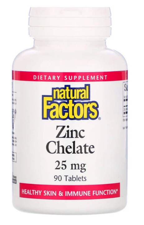 Natural Factors, Хелатный цинк, 25 мг, 90 таблеток - фото 1 - id-p77712242