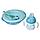 Набор детской посуды Chicco (2тарелки, ложка, вилка, Поильник Chicco) 12м+, голубой, фото 2