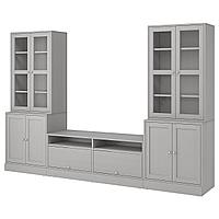 ХАВСТА Шкаф для ТВ, комбин/стеклян дверцы, белый, 322x47x212 см