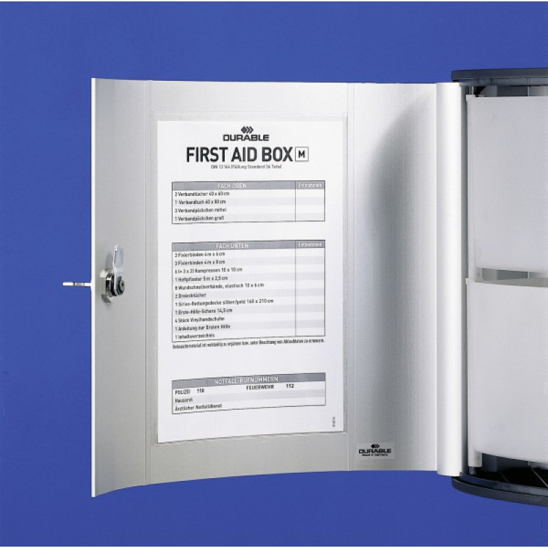 Шкафчик для медикаментов 280x302x118мм, 2 лотка, алюминий, серебристый металлик Durable - фото 3 - id-p38798009