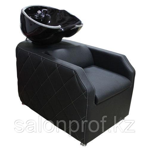 AS-007 Мойка парикмахерская с креслом (черная, "мятая кожа")