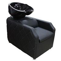 AS-007 Мойка парикмахерская с креслом (черная, "мятая кожа")